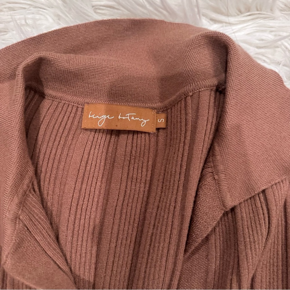 Brown Knit Ribbed Button Down Dress - Picture 3 of 4